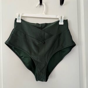 Aerie Dark Green High-Waisted Bikini Bottoms